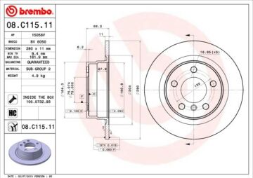 Bmw 1 Serisi F20 Fren Diski Arka Takım Brembo 34216792225