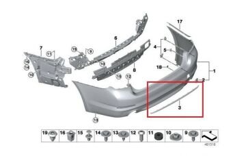 Bmw 5 Serisi G30 Arka Tampon Alt Çıta Krom 17- Orijinal 51127389971