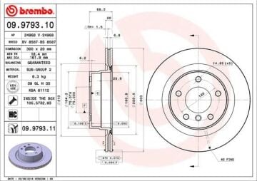Bmw 1 Serisi F20 2 Serisi F22 F23 3 Serisi E90 F30 E92 Fren Diski Arka Brembo 34216855007