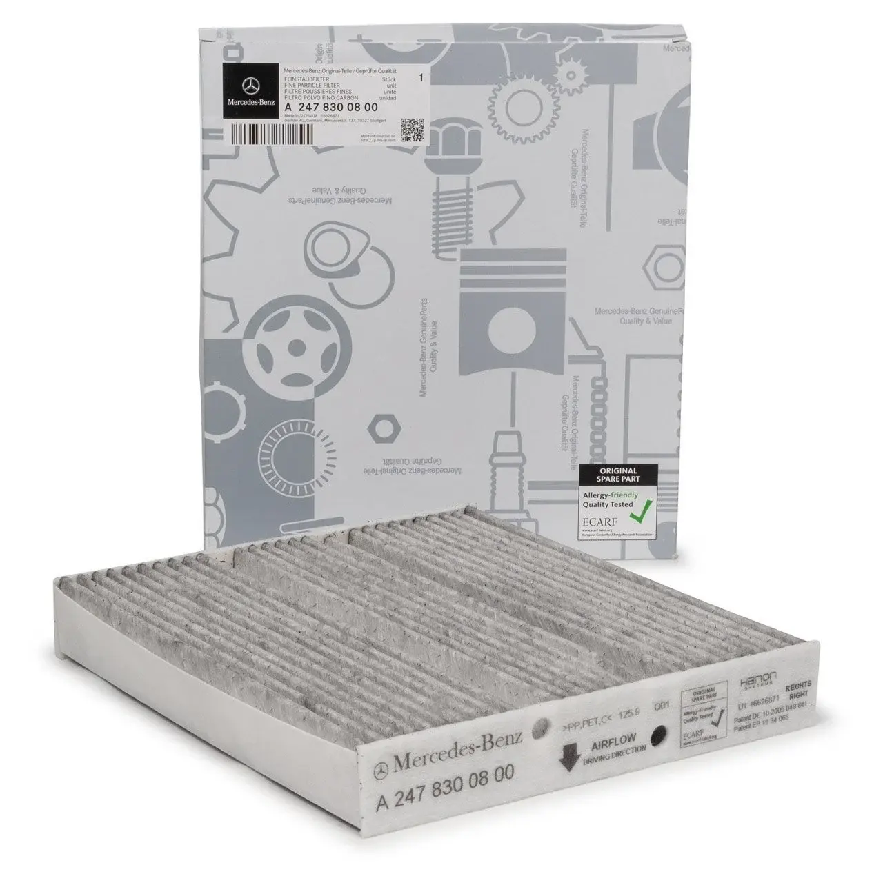 Mercedes Yeni A Serisi W177 Kasa Aktif Karbonlu Polen Filtresi Orijinal A2478307203 A2478300800