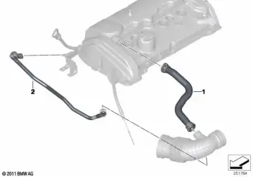 BMW 3 Serisi F30 Kasa 320i ed Külbütör Kapağı Havalandırma Hortumu 11157614690