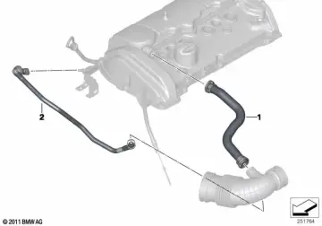 BMW 3 Serisi F30 Kasa 320i ed Külbütör Kapağı Havalandırma Hortumu Orijinal 11157614690