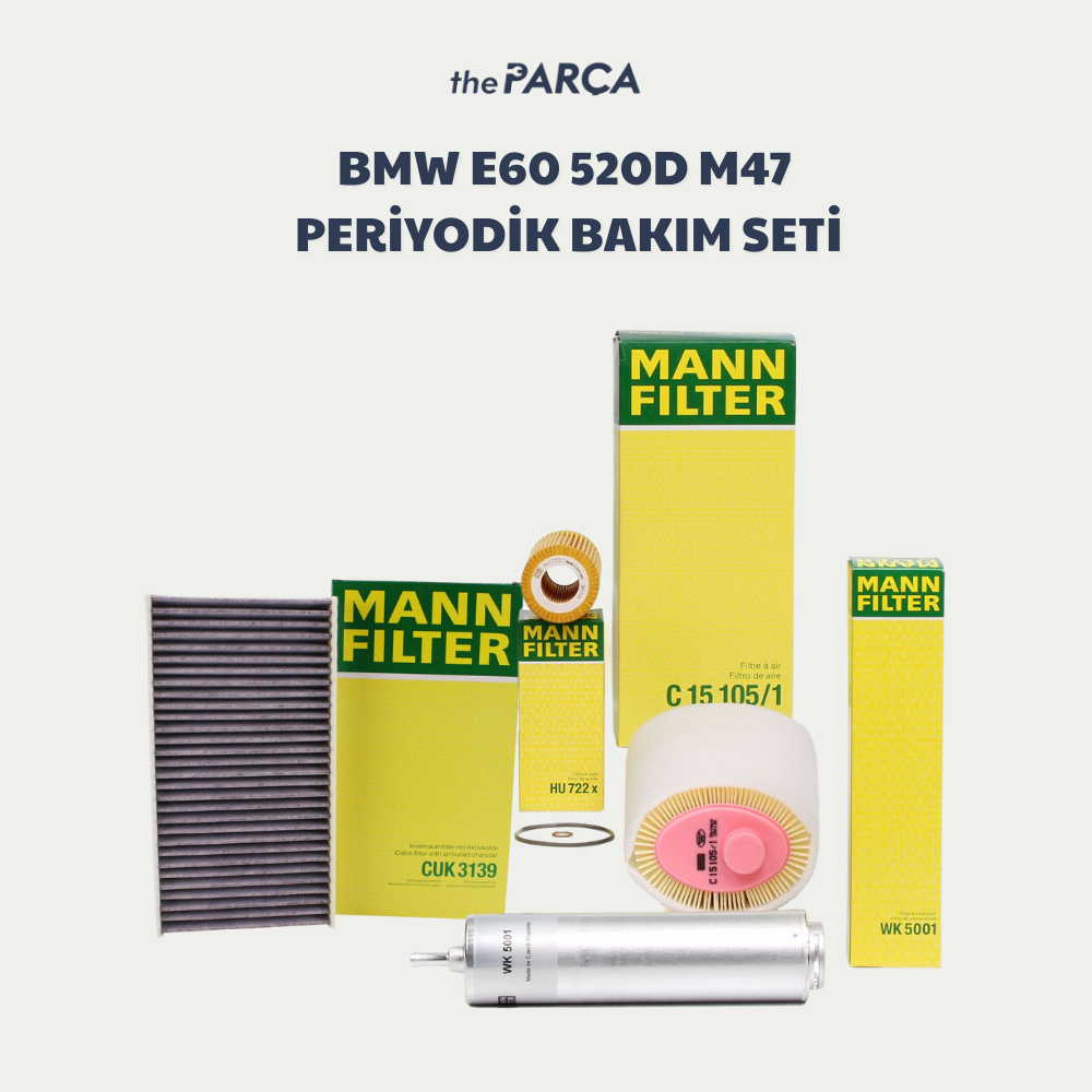 Bmw 5 Serisi E60 520d M47 Periyodik Filtre Bakım Seti Mann Marka